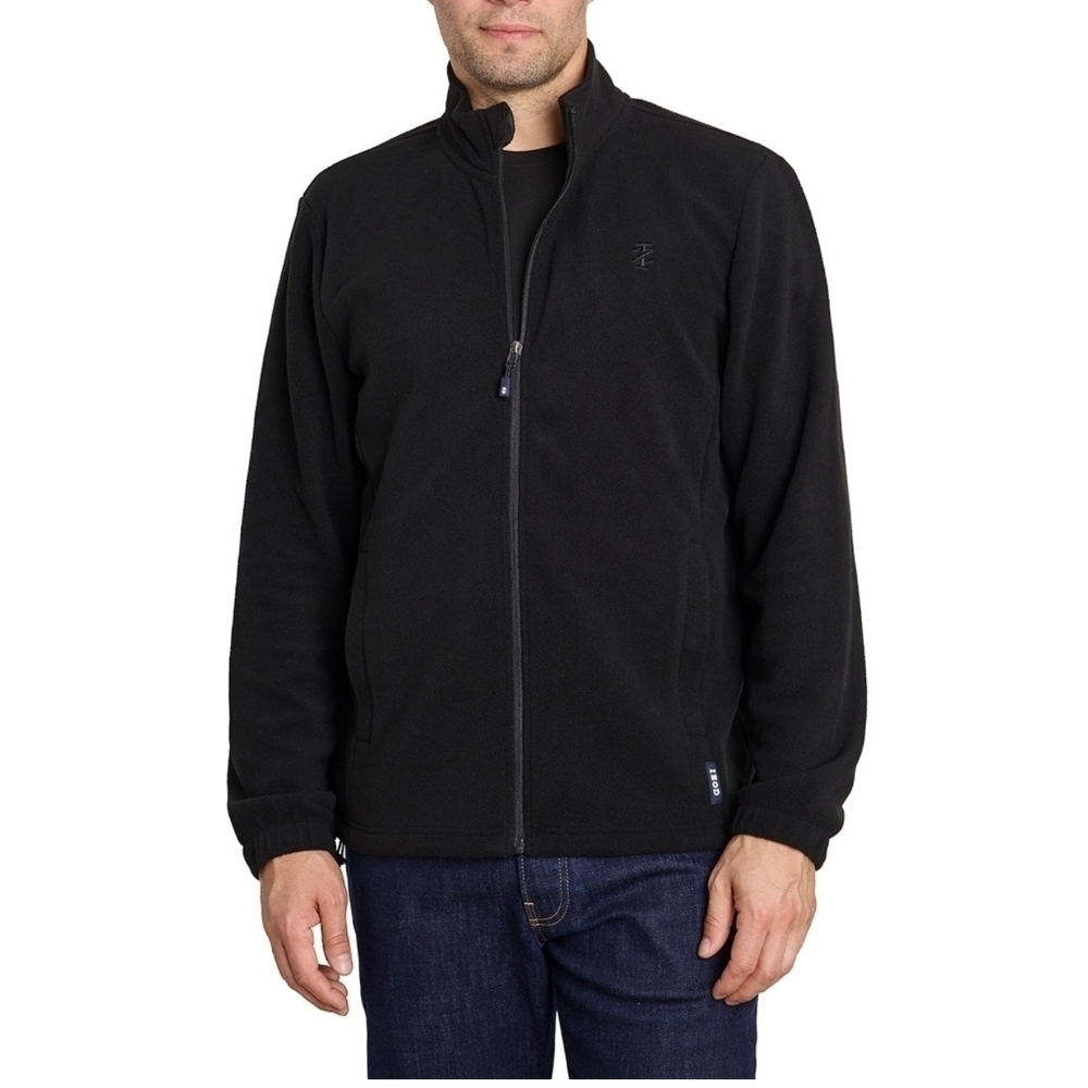 IZOD Men's Full Zip Fleece Lightweight Spring Jacket Black